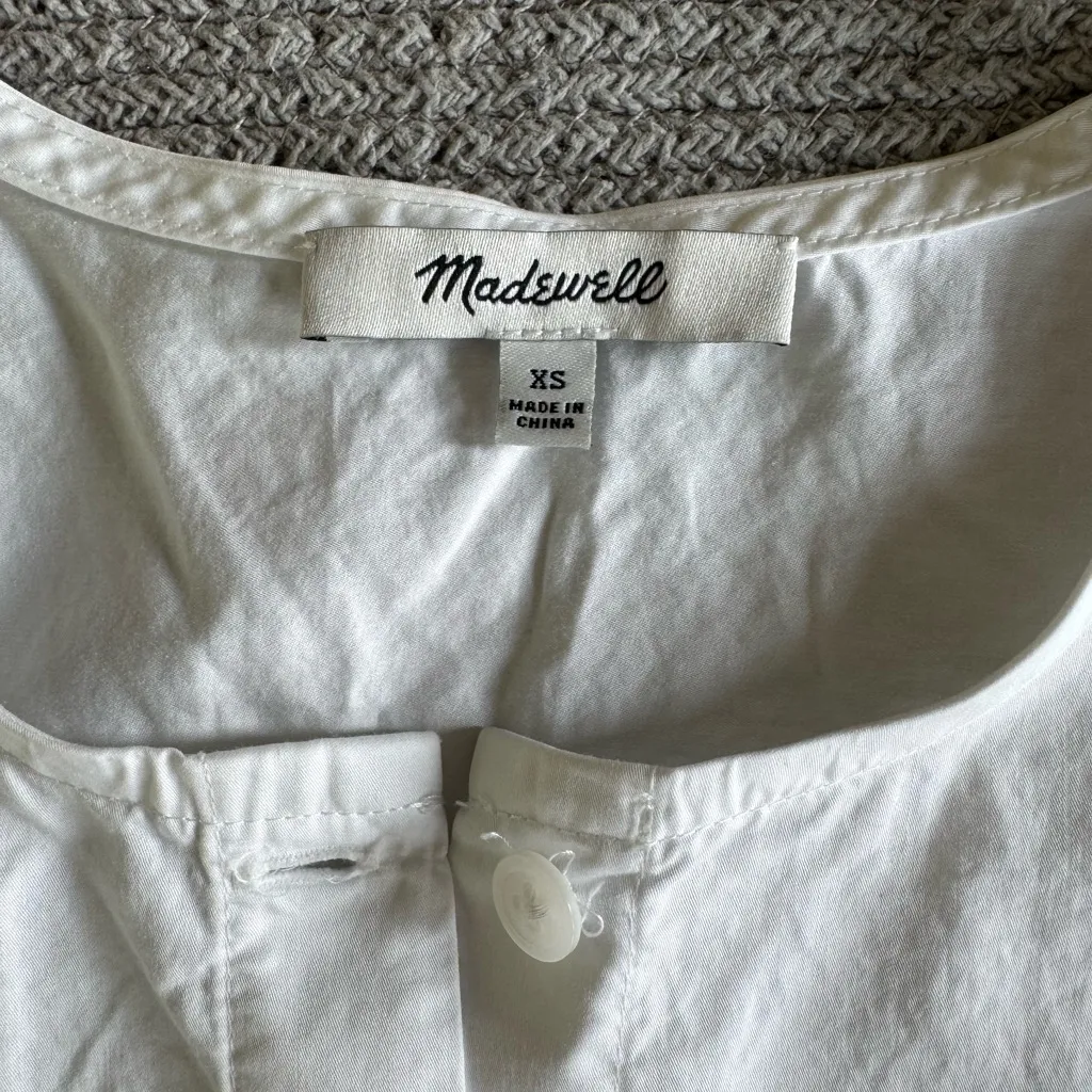 Madewell Studio Ruffle-Hem Cotton Poplin Peplum Top in White Chalk Sz XS - Image 9