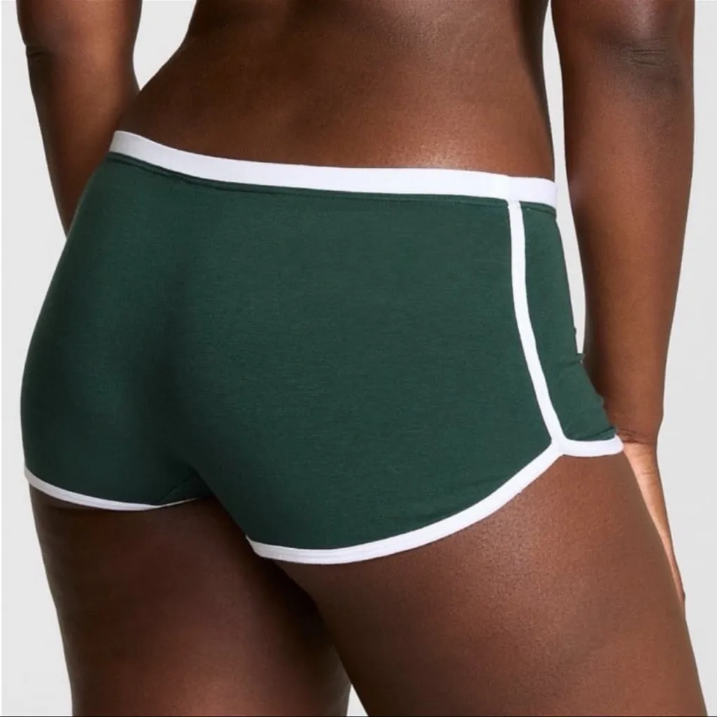 🎄🐶Victoria’s Secret PINK Cotton Dorm Boyshort Forest Green Dog Lights Graphic S - Image 5