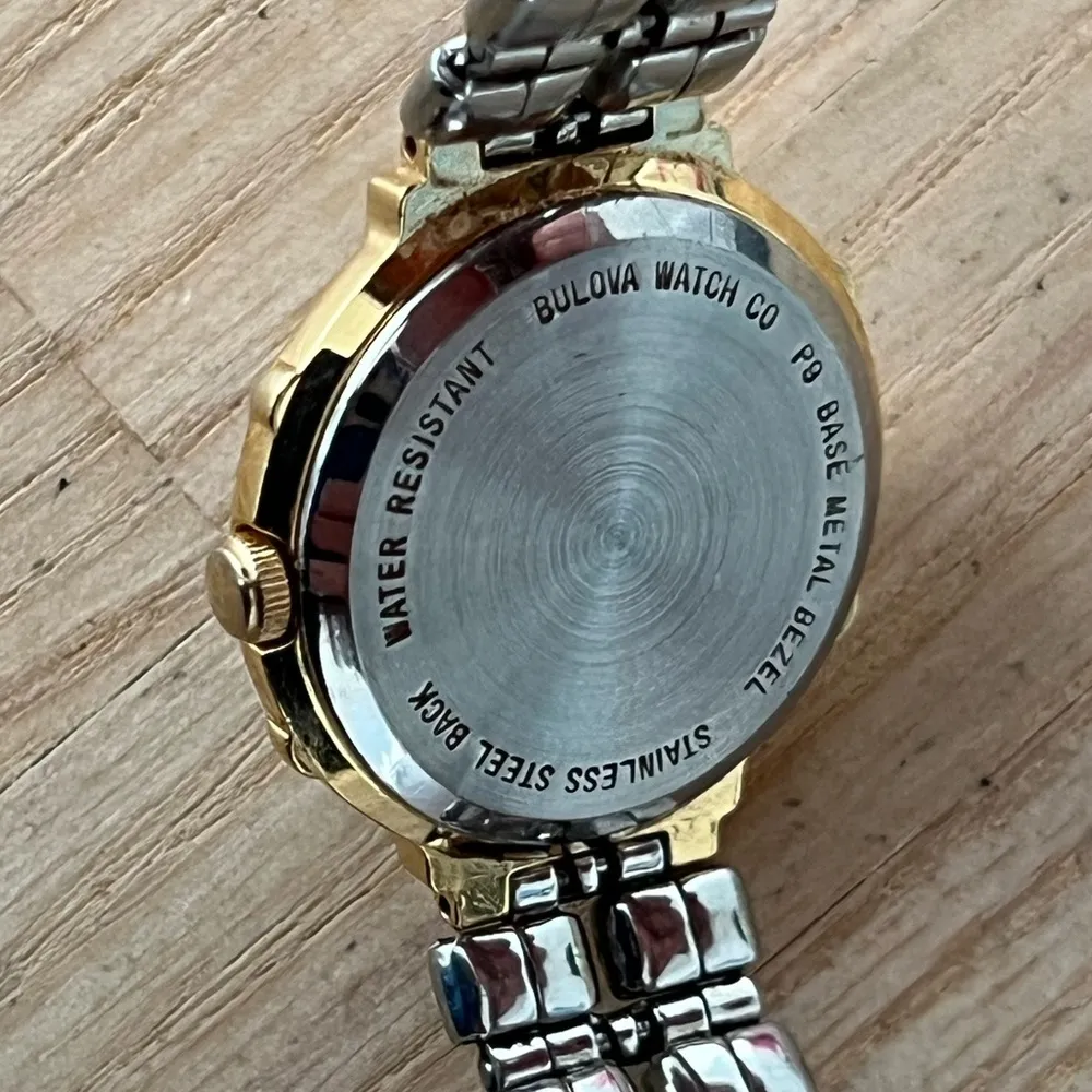 Bulova Ladies Watch Two-Tone Bracelet Case Sparkling Silver Dial Gold-Tone Hands - Image 9