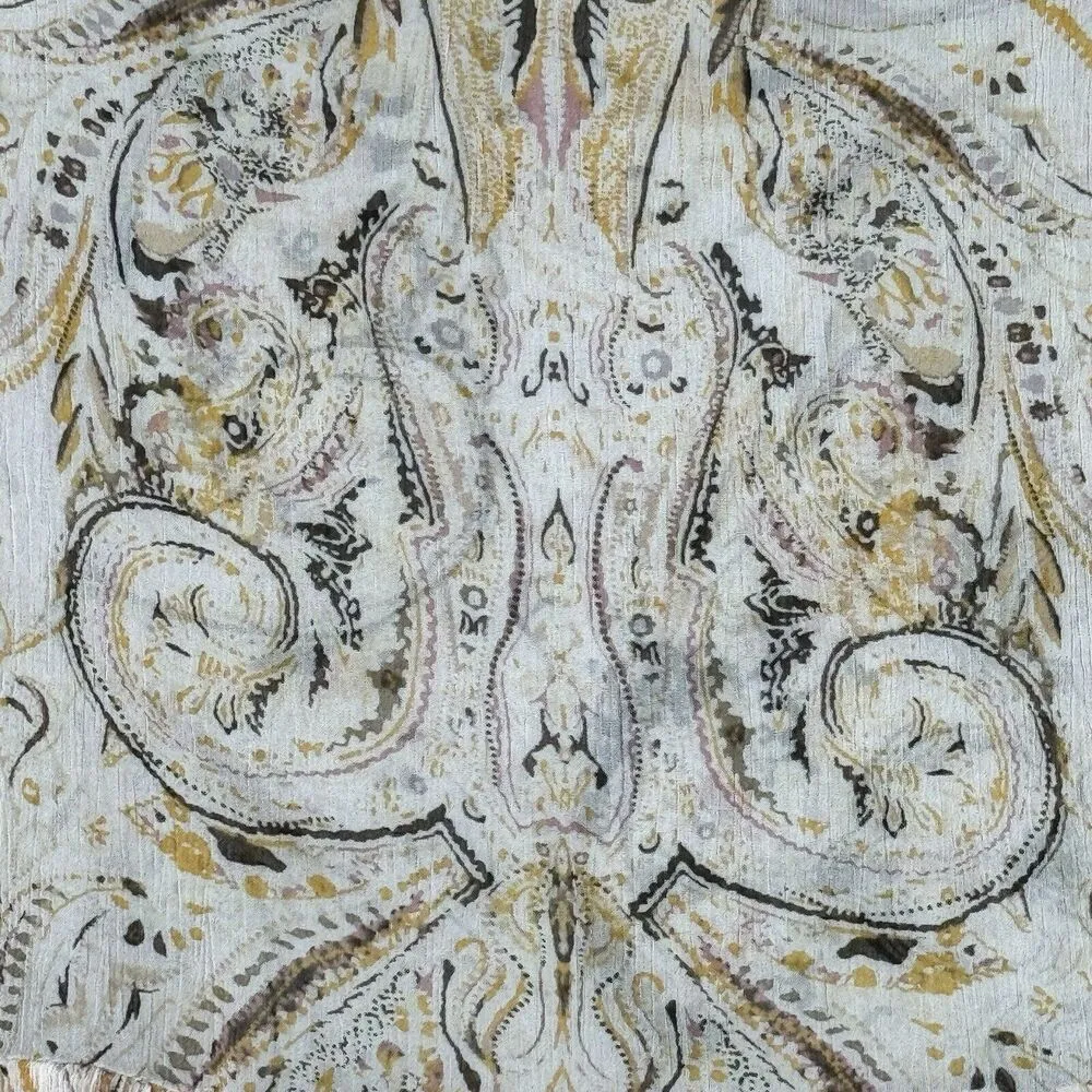 Free People Shirt Women Medium Cream Tan Paisley Say You Will Sheer Babydoll Y2K - Image 5