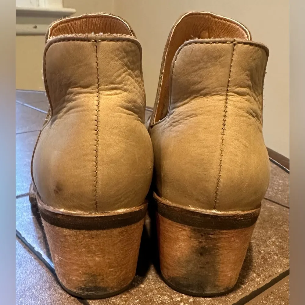 Latigo Tan Kick Woven Split Shaft Booties Blocked Heel. Sz 6M Leather. 2 Inch - Image 4