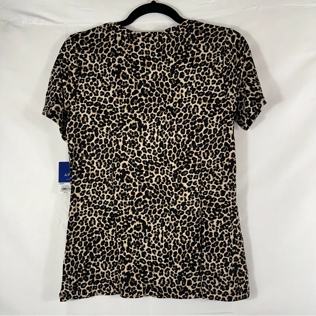 Apt. 9  Top Women's Small Tan and Black Leopard Print Essential V-Neck Tee NEW - Image 4
