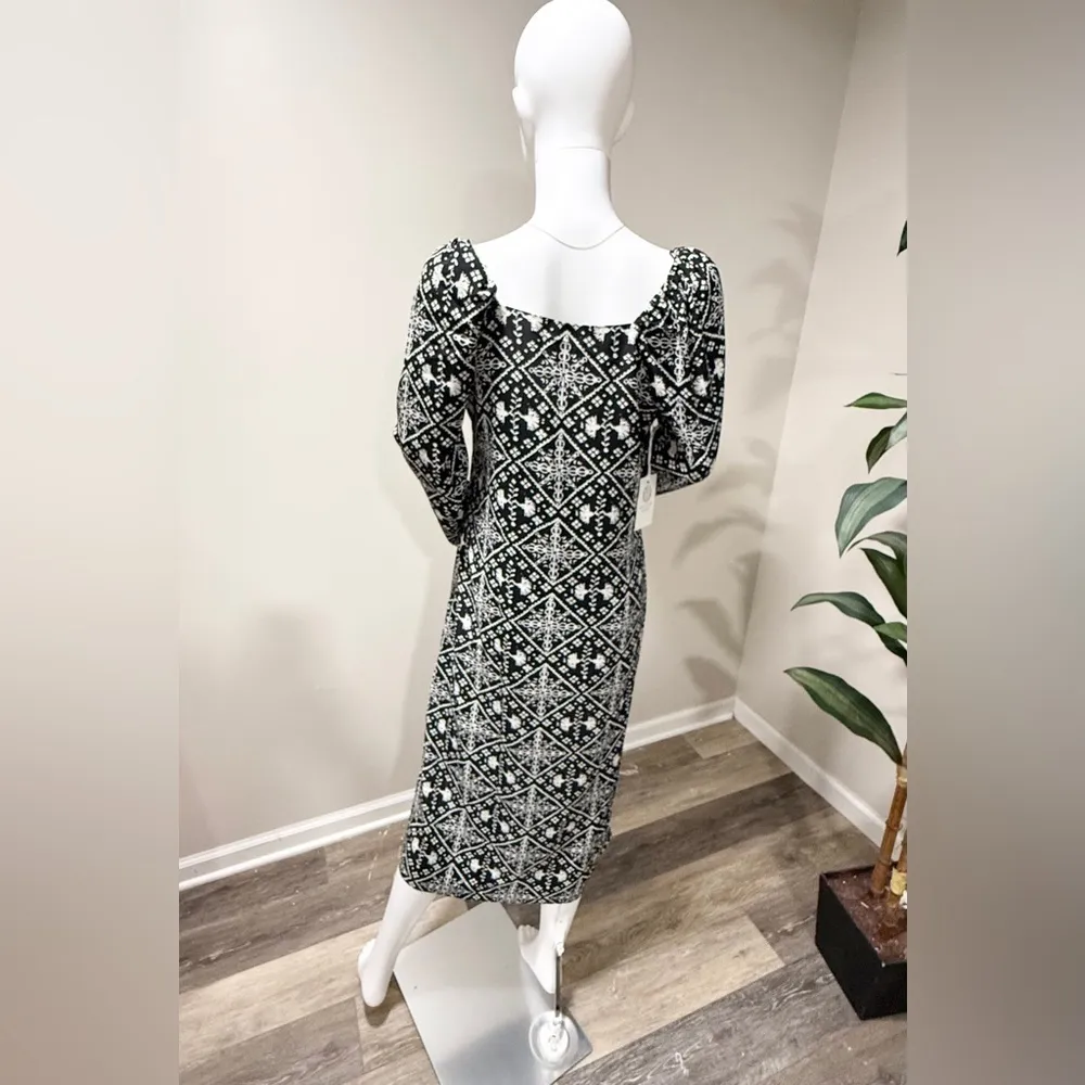 Hyacinth House Sabrina Midi Dress Size S Black & White Print NWT $168 - Image 5
