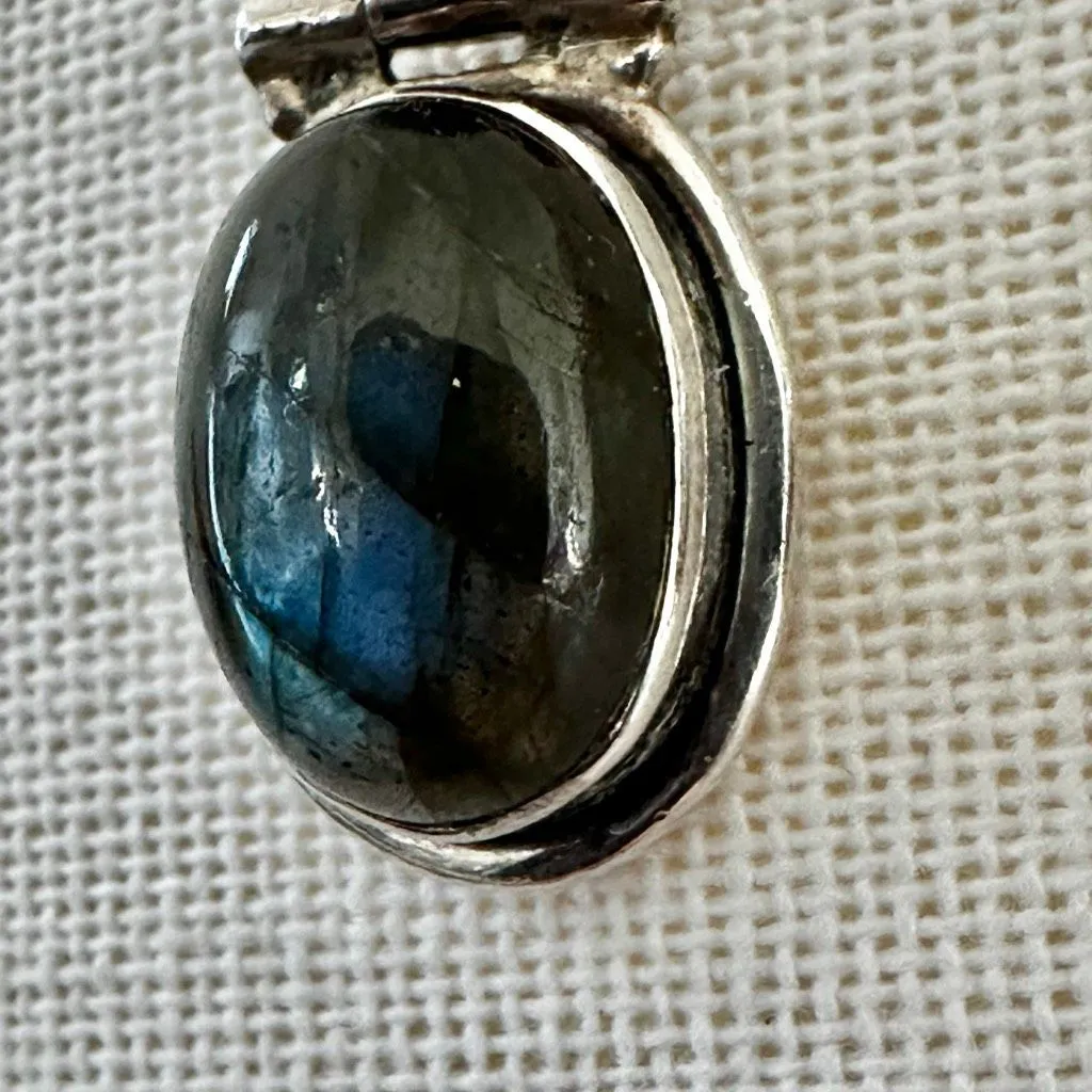 Sterling Silver Labradorite & Amethyst Dangle Earrings - Image 5