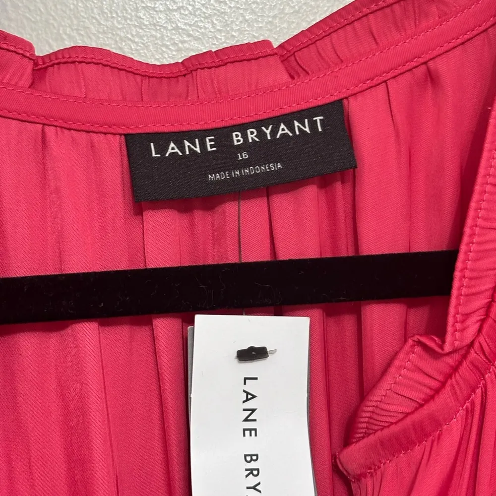 NWT Lane Bryant Satin Flutter Sleeve Ruffle V-Neck Midi Dress in Pink - Size 16 - Image 6