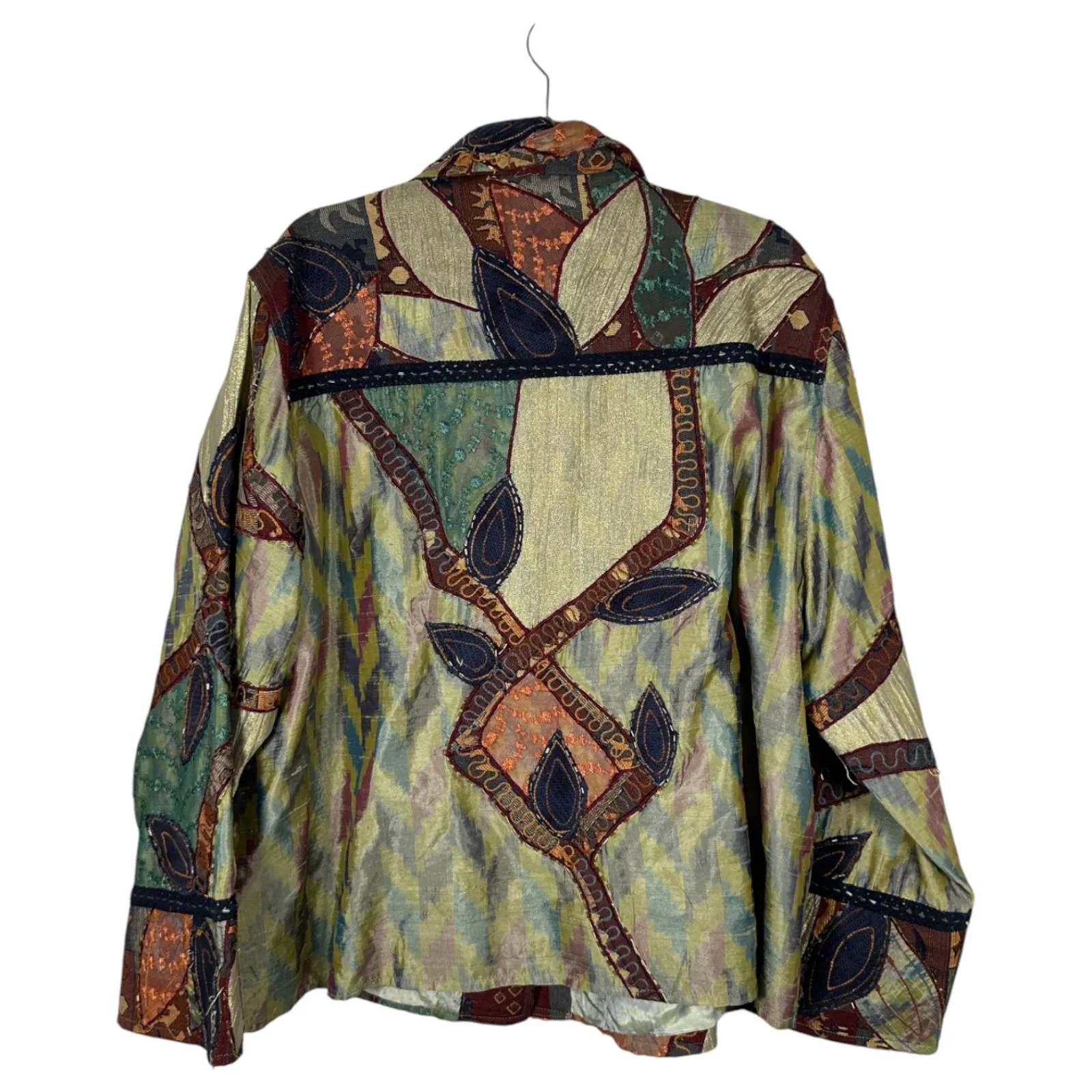 Sharon Anthony Vintage Silk Art to Wear Lace Embroidered Beaded Jacket Size 2X - Image 4