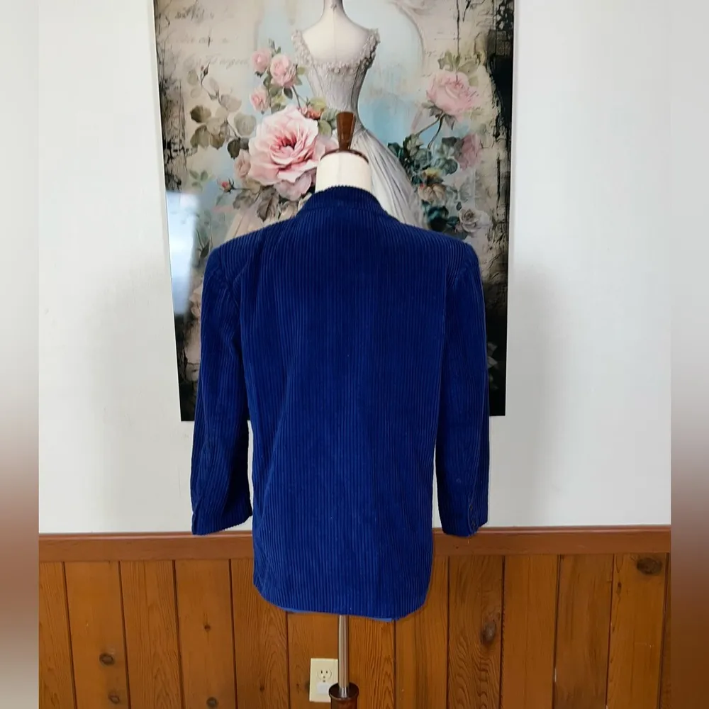 Awesome Vintage 1980s/90s S.B. II Wide Wale Corduroy Blazer! Blue - Image 5