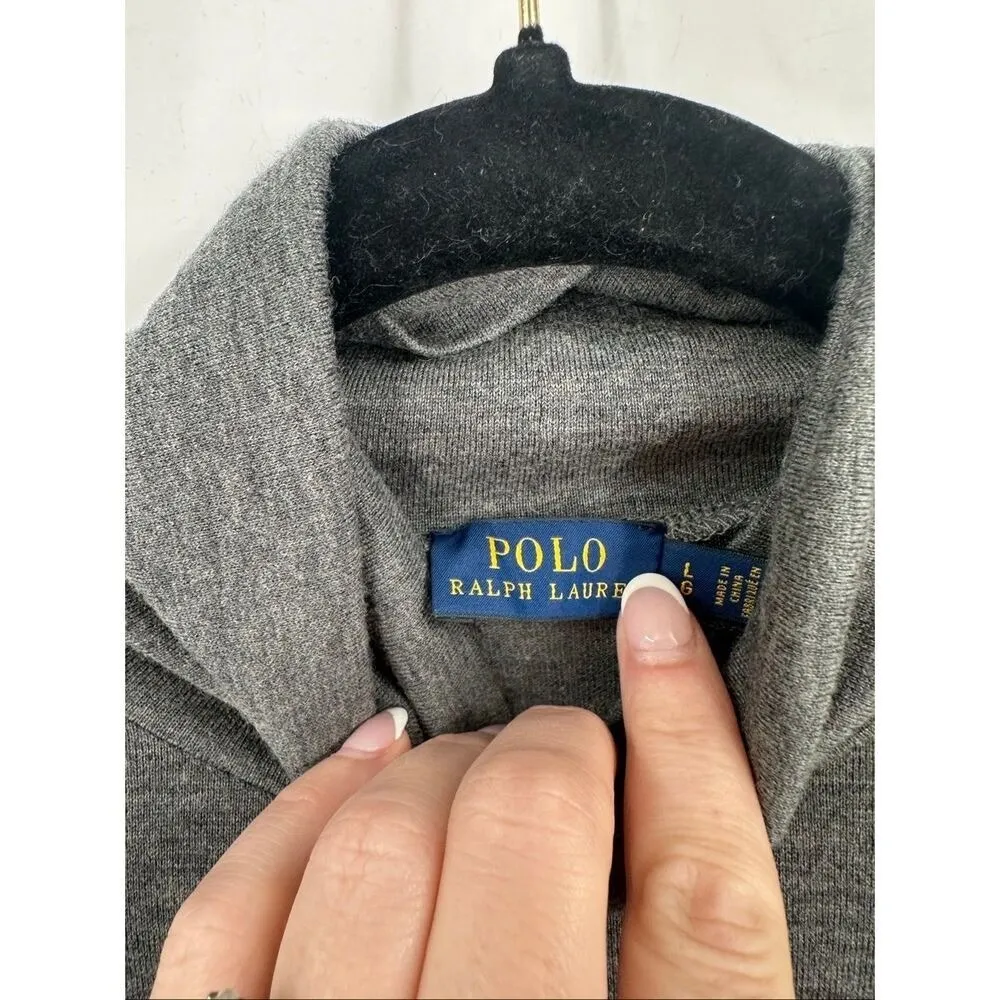 Polo Ralph Lauren Grey Suede Trim Turtleneck Wool Blend Jersey Midi‎ Dress Large - Image 5