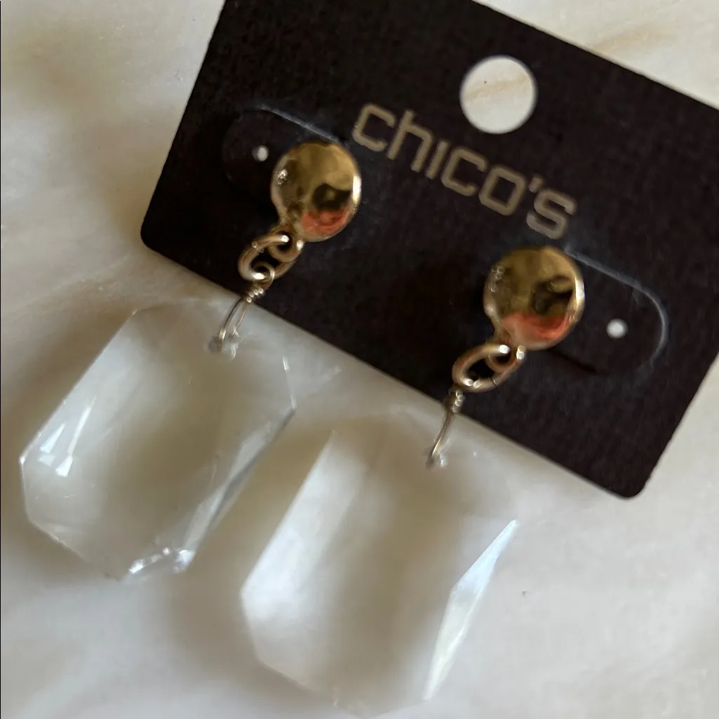 Chico’s‎ Women Tia Hammered Gold Tone Stud w/Faceted Glass Prism Drop Earrings - Image 6