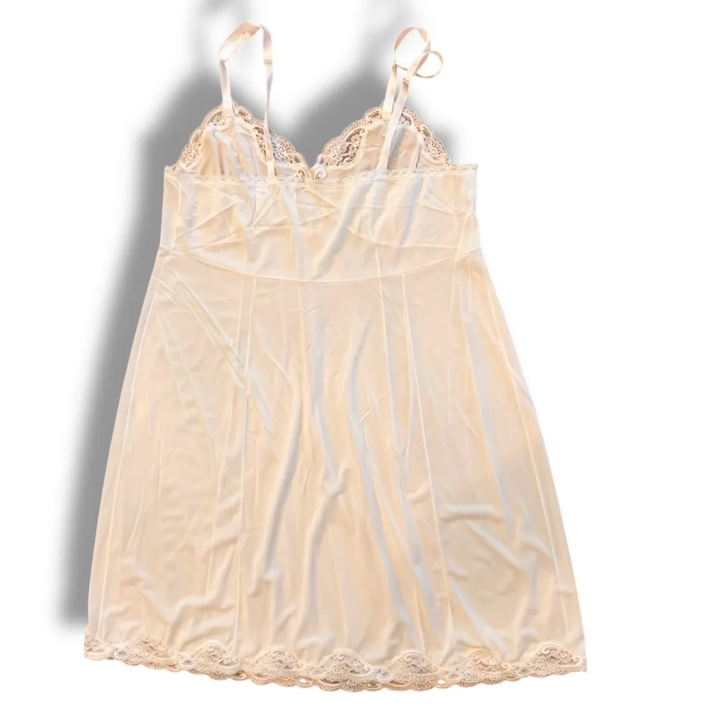 VTG SHADOWLINE Lace Trim Nightgown Slip Dress 44 Strappy Beige Made In USA Size undefined - Image 2
