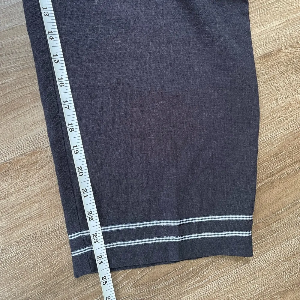 Talbots linen blend wide leg capri crop pants womens size 16 navy blue - Image 10