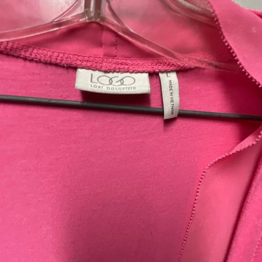 LOGO Lori Goldstein size L Cardigan vest silky crepe flowy high low - Image 4