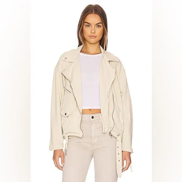 NWOT FREE PEOPLE WE THE FREE REBEL KNIT MOTO JACKET- VANILLA CREAM $198 MSRP - Image 8