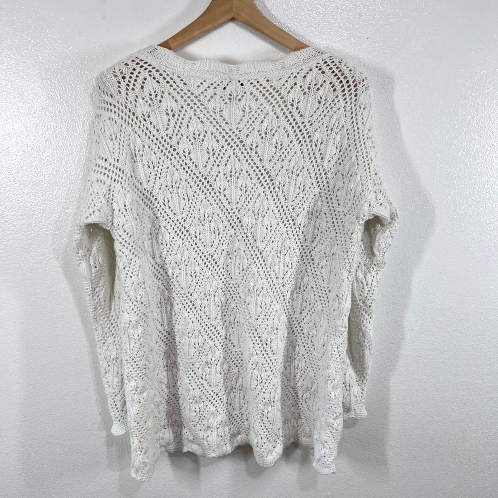 Vintage 80s 90s Herald House Sweater Women's M‎ White Crochet Knit USA Made Size M - Image 3