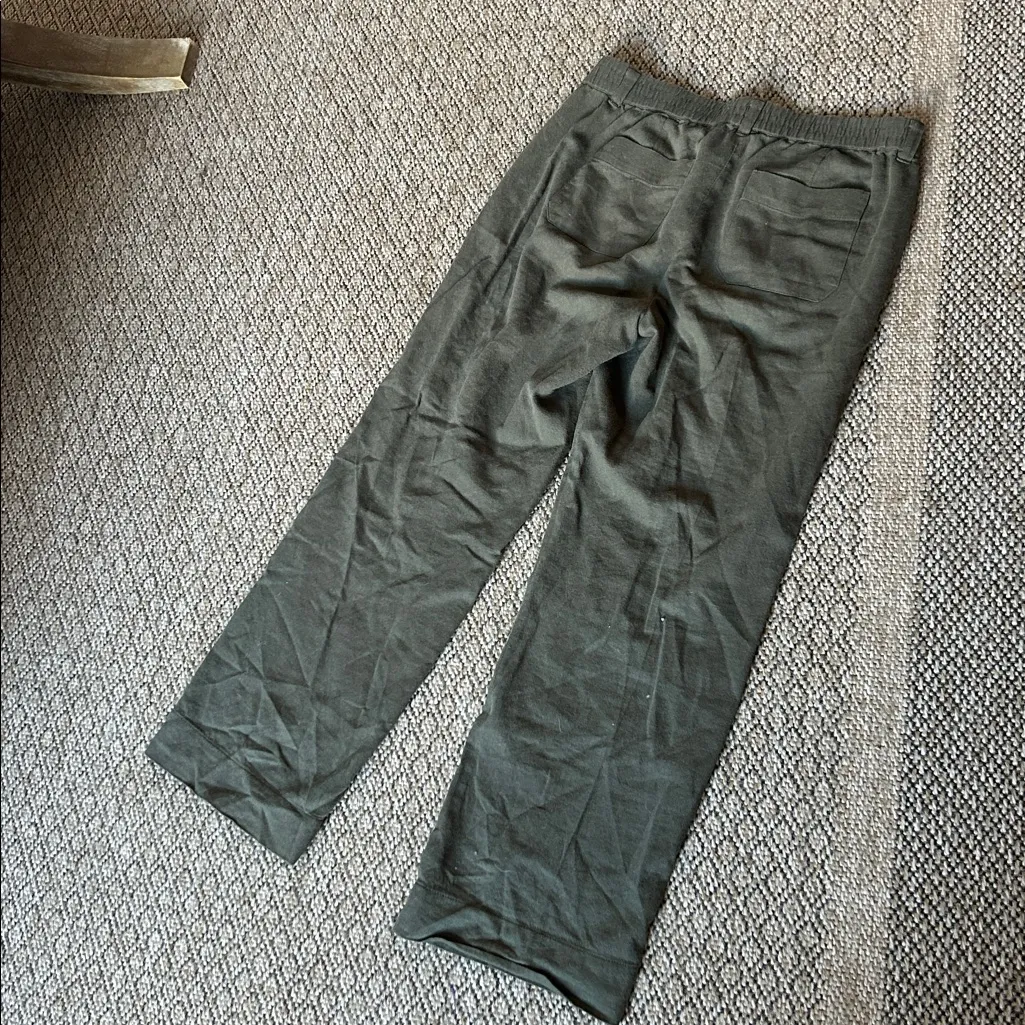 Talbots Cotton Linen Drawstring Pant in Green Size 6 - Image 8