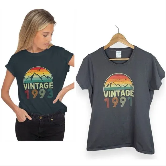 Vintage 1991 Retro Rainbow Mountain Graphic Tee Size M - Image 2