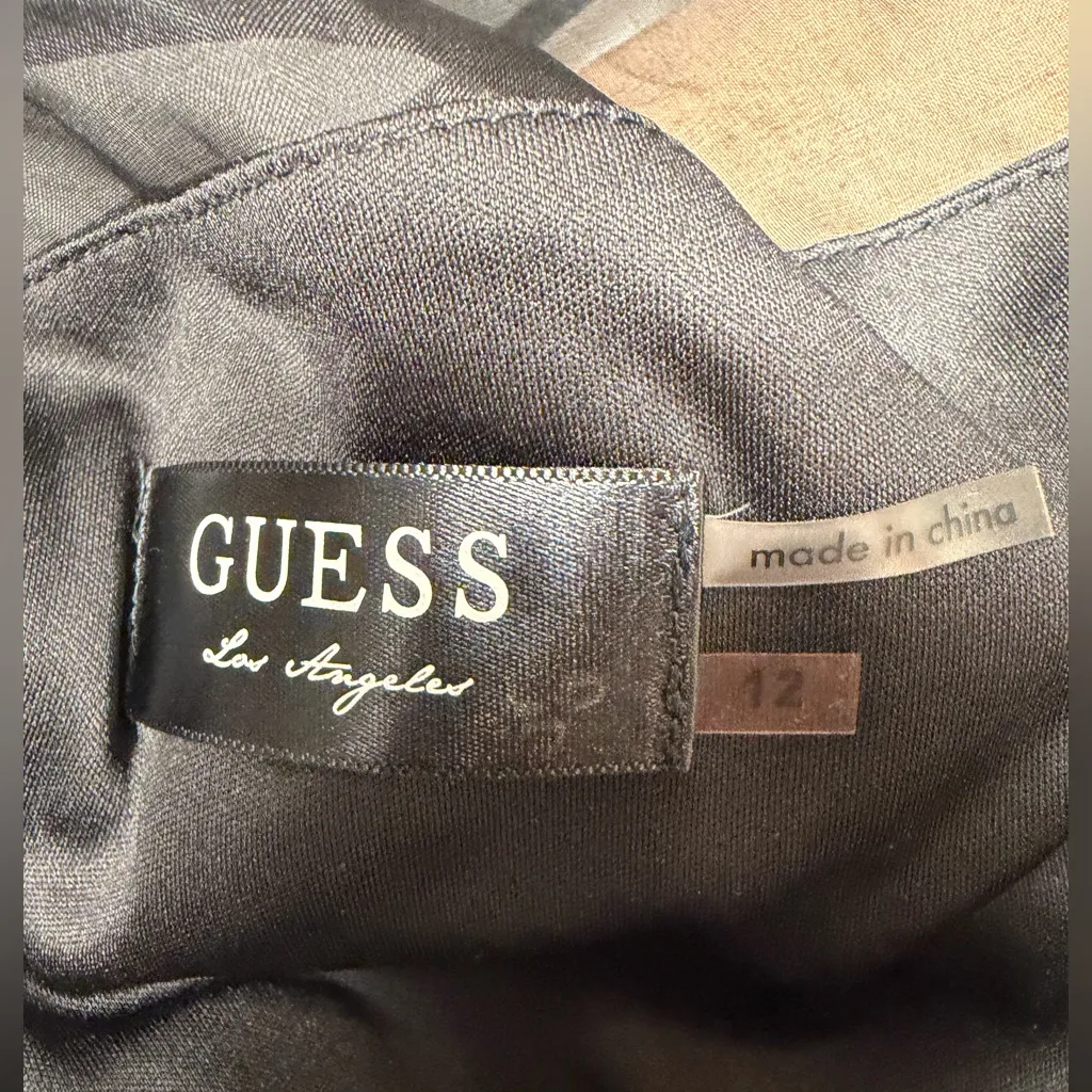 GUESS Los Angeles Black Sheer Mesh Fit & Flare Dress Sz 12 Elegant Cocktail - Image 2