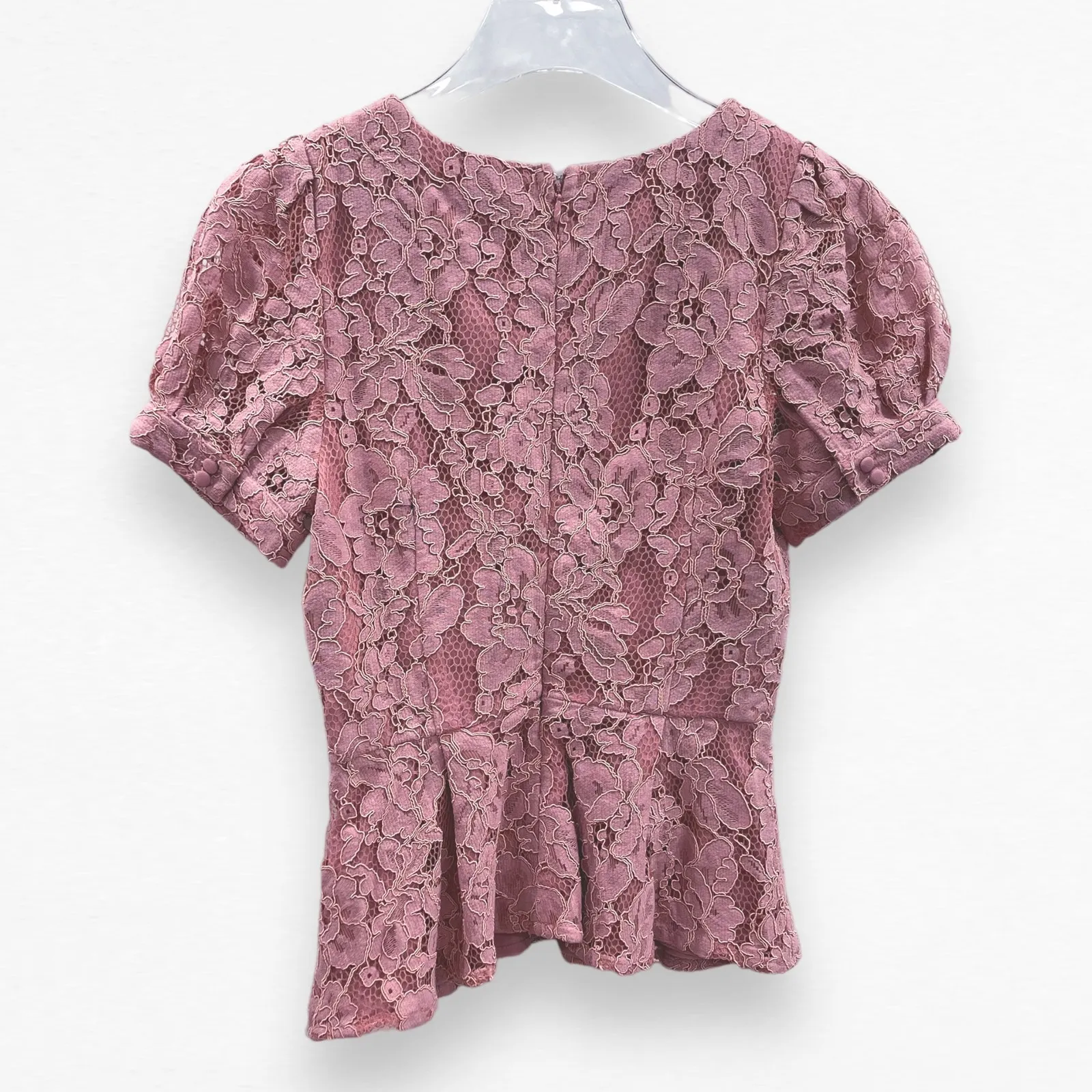 Adelyn Rae Blouse Dawn Pink Lace Peplum Size XS New With Tags - Image 4