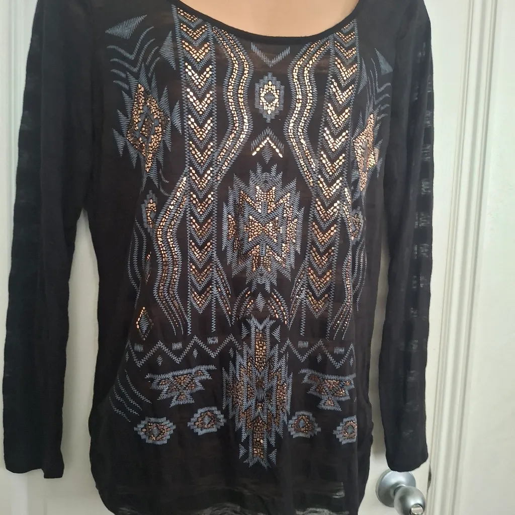 Maurices Sz 2 Black and Gray Patterned Women's Top - Image 4