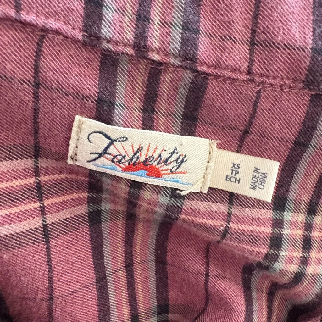 FAHERTY Ollie Top Red Brown Popover Shirt Organic Cotton Women's XS Long Sleeve - Image 5