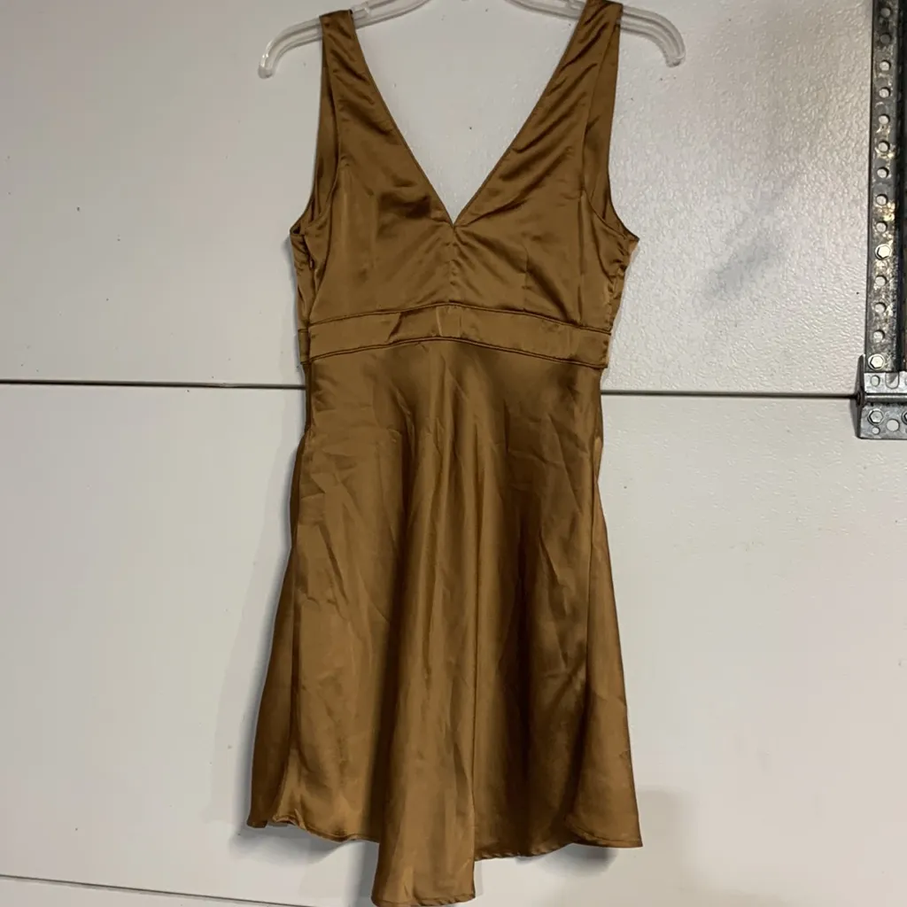 ABERCROMBIE AND FITCH WOMENS BROWN SATIN MINI DRESS SMALL - Image 7