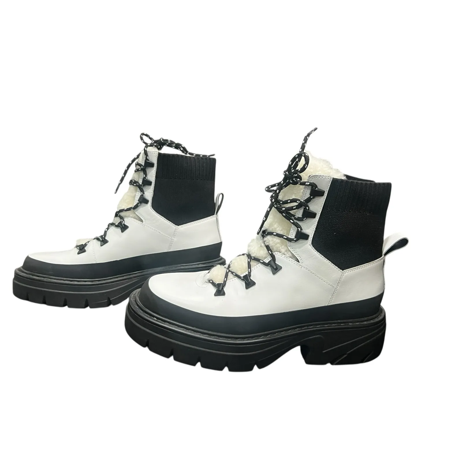 New! Marc Fisher Izuma Lugsole Boots in White/Black - Size 7.5 (MSRP $259) - Image 9