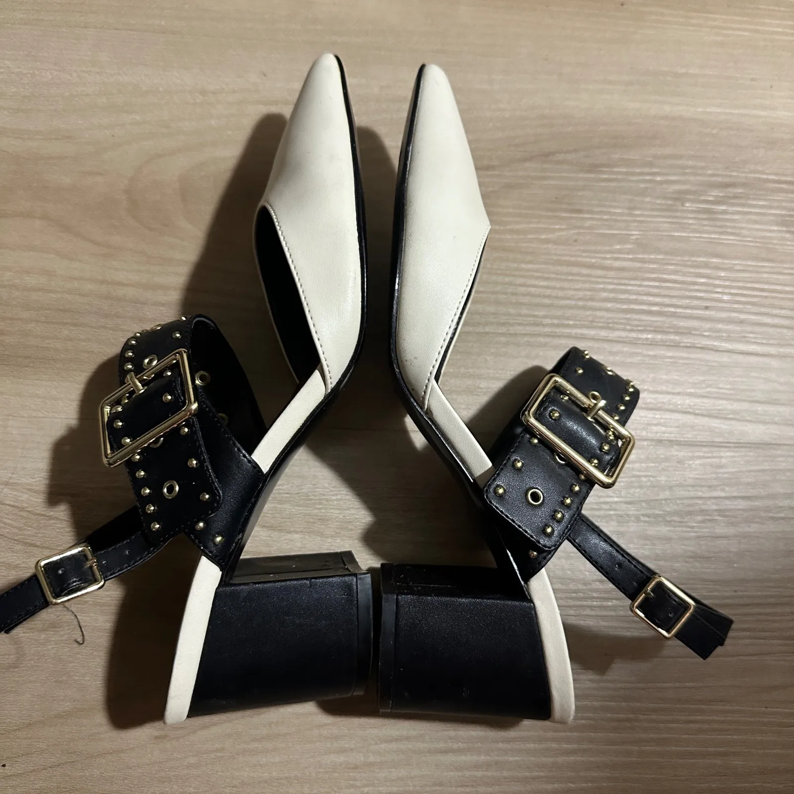 Charles & Keith Pointed Slingback Heel Studded Ankle Strap Party Pumps 6 / 36 - Image 8
