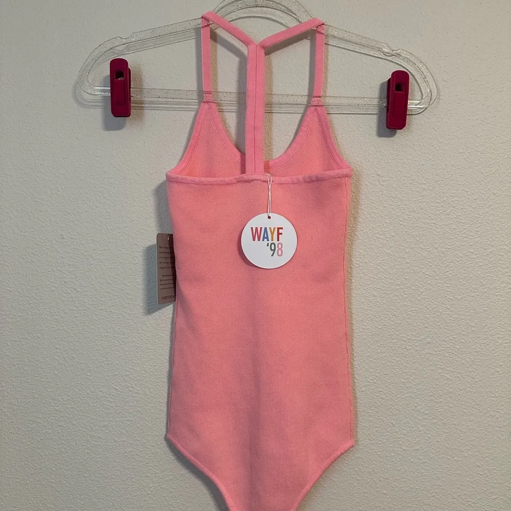 NWT WAYF 98 Pink Knit Racerback Bodysuit - Image 3
