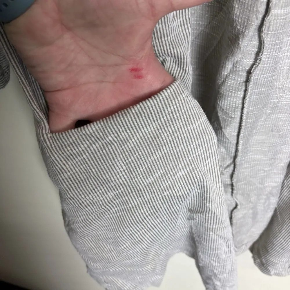 Anthropologie Donni Sandwash Ribbed Gray & White Duster Cardigan OSFM Plus Size - Image 6