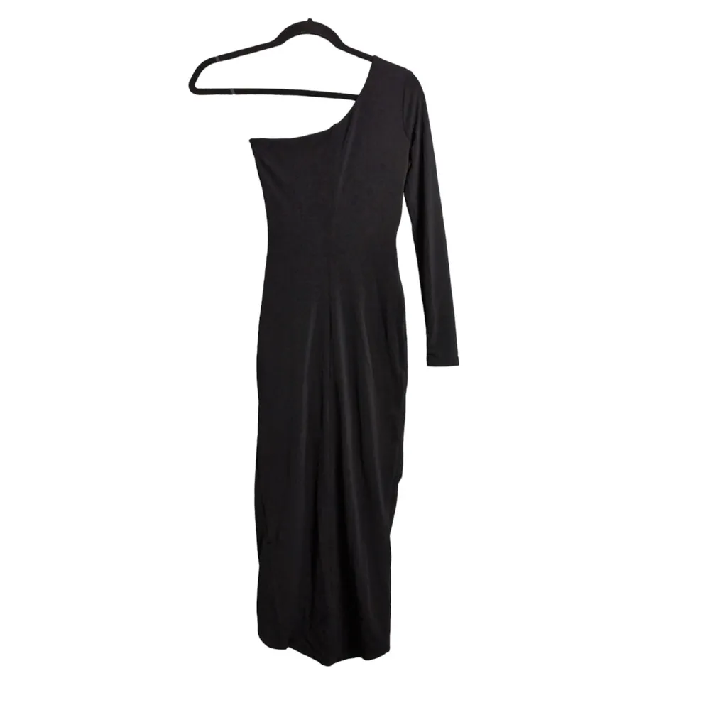 Nookie Aphrodite One Shoulder Dress Midi Bodycon Black Long Sleeve XS New - Image 5