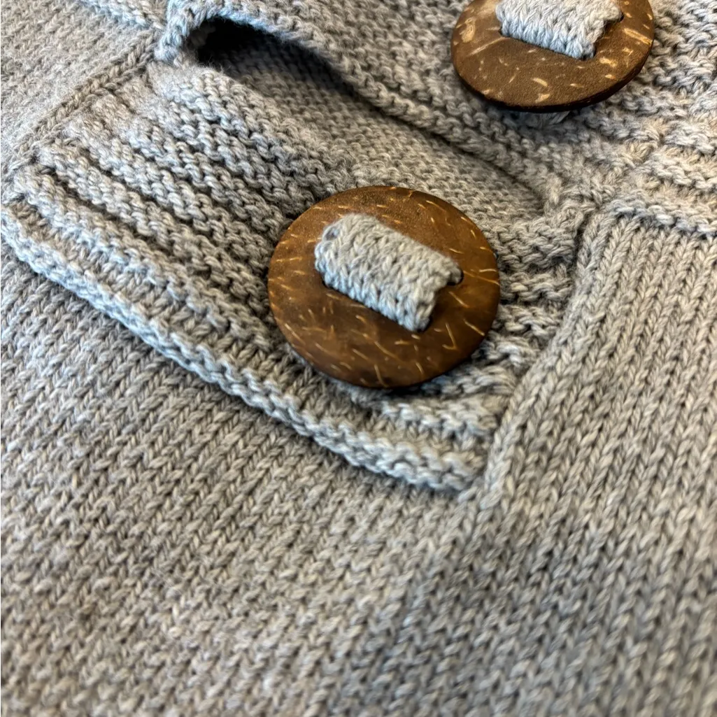 Soft Surroundings Button Neck Hooded Sweater Heather Grey Size M EUC - Image 5