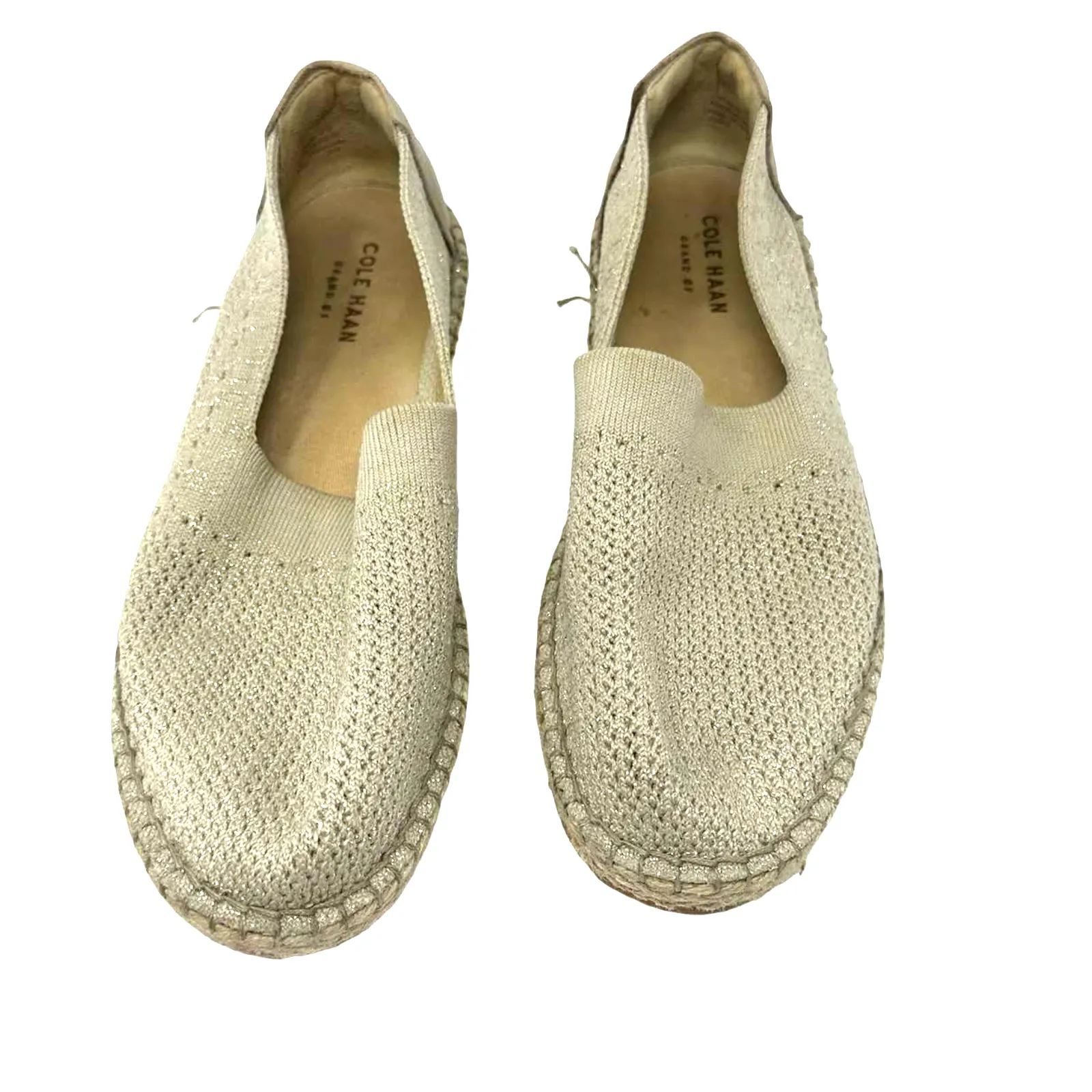 Cole Haan size 7 B 21292 grand‎ os slip on flats sparkly taupe knit espadrille - Image 9