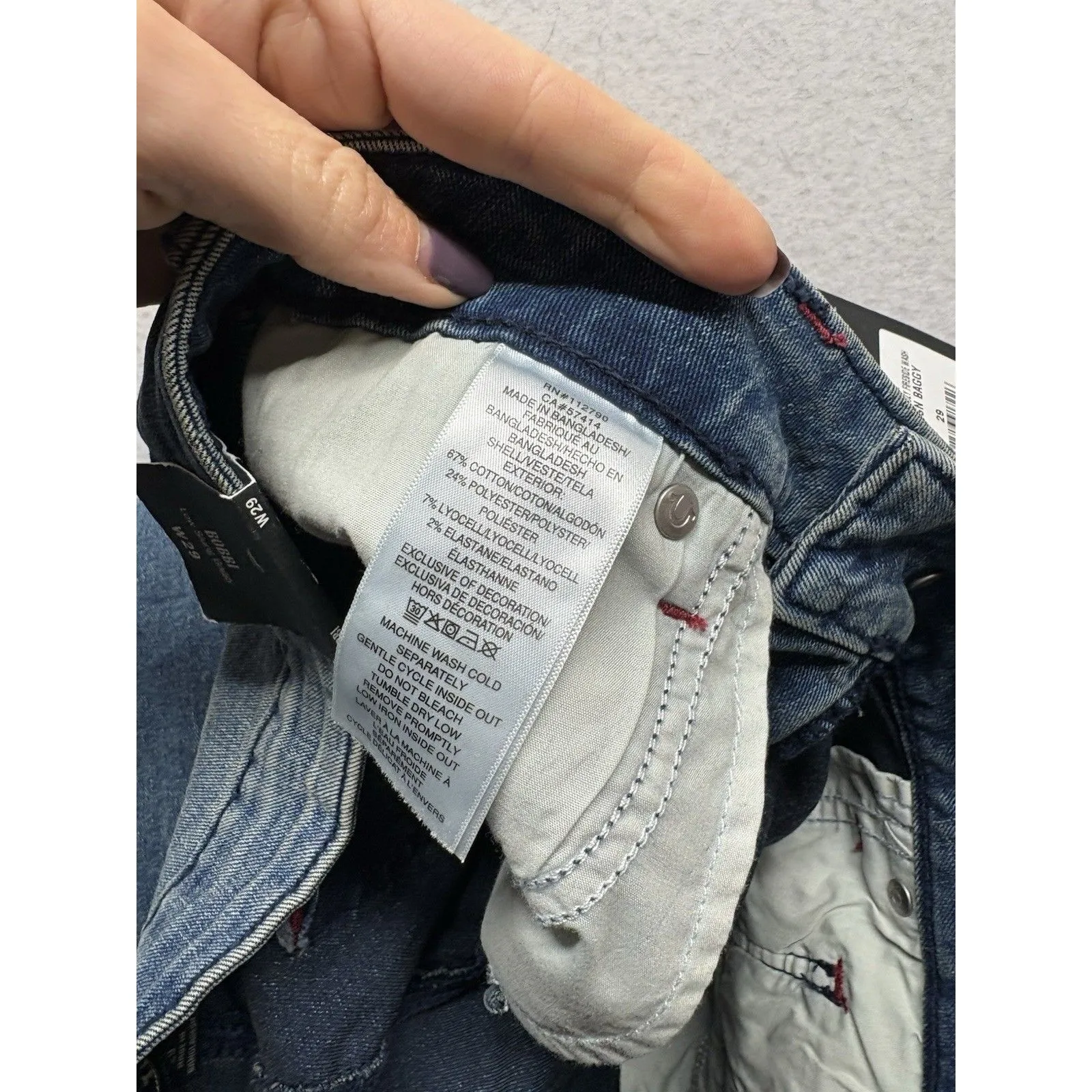 True Religion Jeans Womens Bobbi Low Slung Baggy Blue Denim Stretch 29 X32 NWT - Image 4