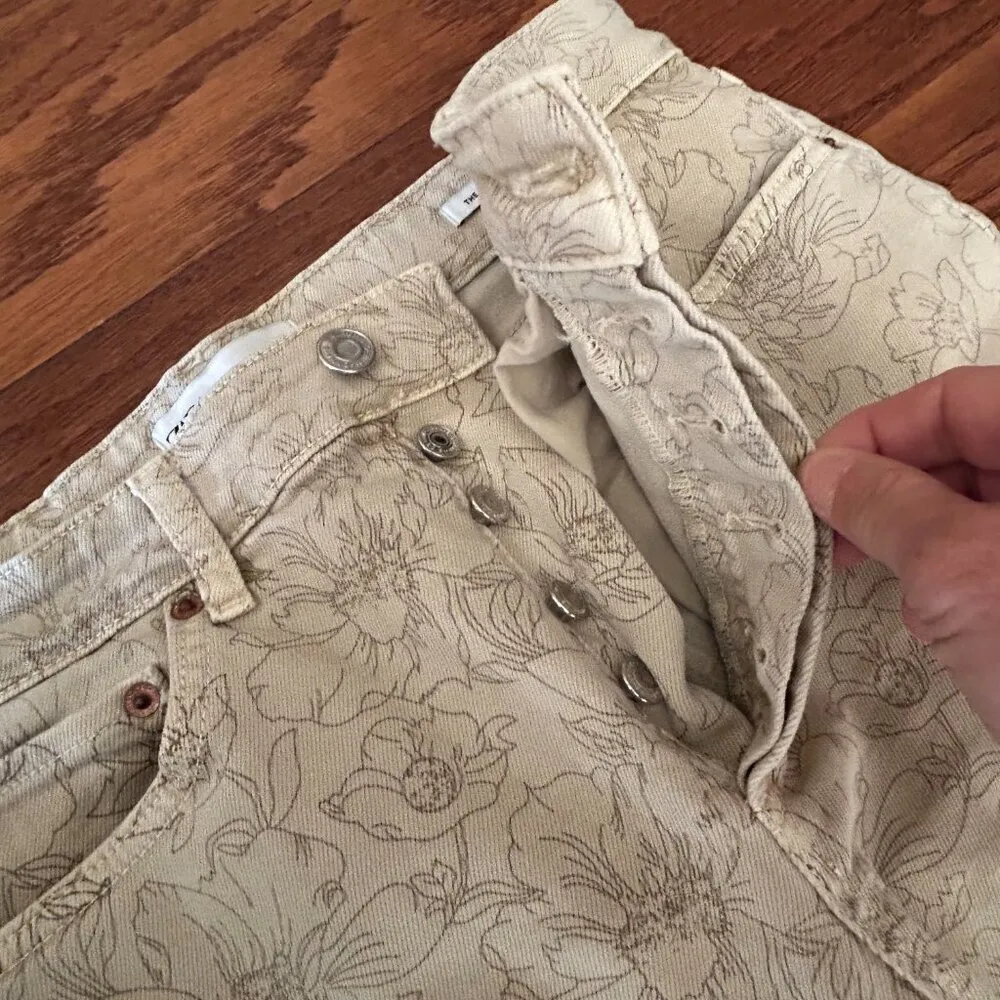 ZARA THE DREED FLARE JEANS High Waisted Flare Printed Floral Size 8 - Image 8