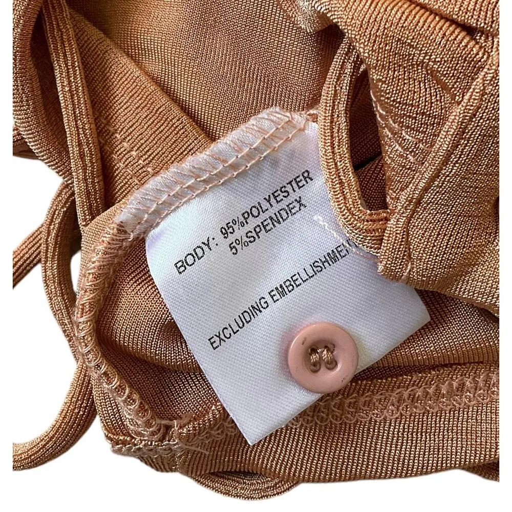 Pepper Mayo Color: Champagne Long Sleeve Crop Top Women's Size 4 | 37-39 - Image 3