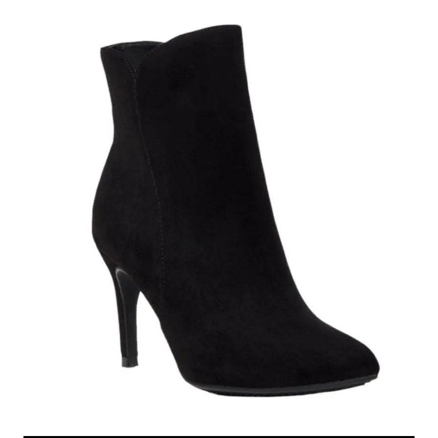 Scoop Womens Size 8 Black Suede Stiletto Zip Ankle Booties - Image 4