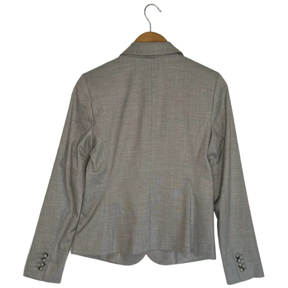 New Ann Taylor Womens 4 One Button Blazer Lined Notched Collar Pockets Gray - Image 4