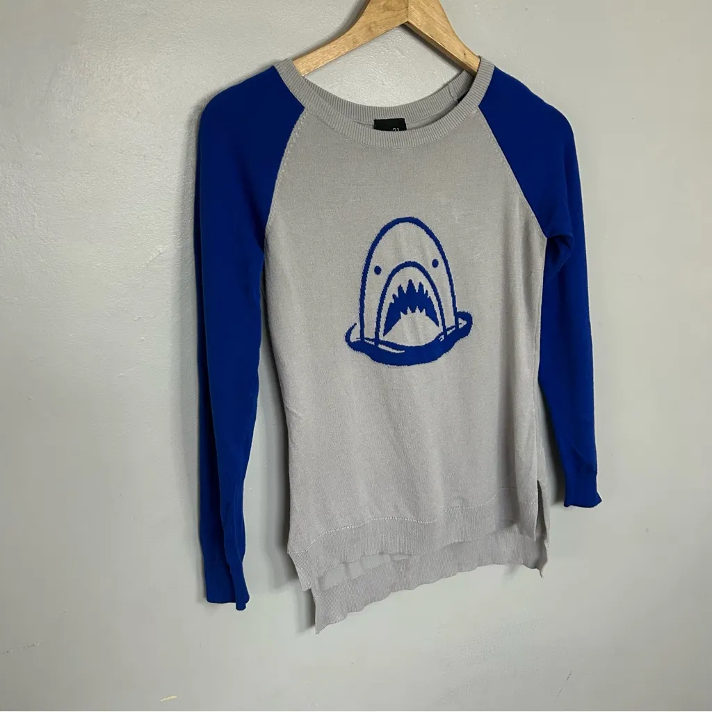 Blue and Gray Shark Sweater - Image 3