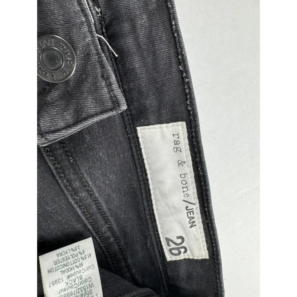 Rag & Bone Jeggings Size 26 High Rise Denim Leggings Black Grunge Goth P… - Image 8