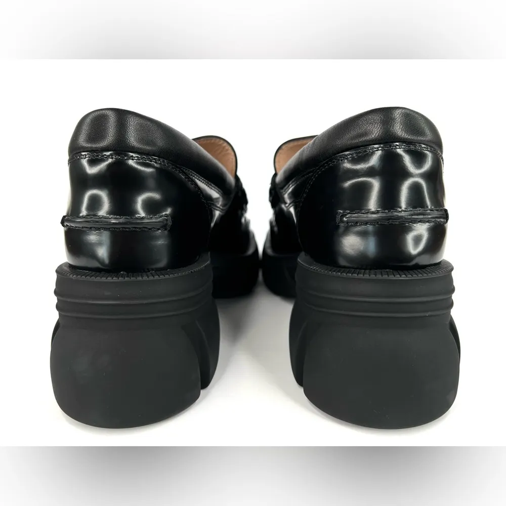 Gucci Horsebit Platform Lug Sole Black Leather Women Logo Loafers Size EU 40.5 - Image 6