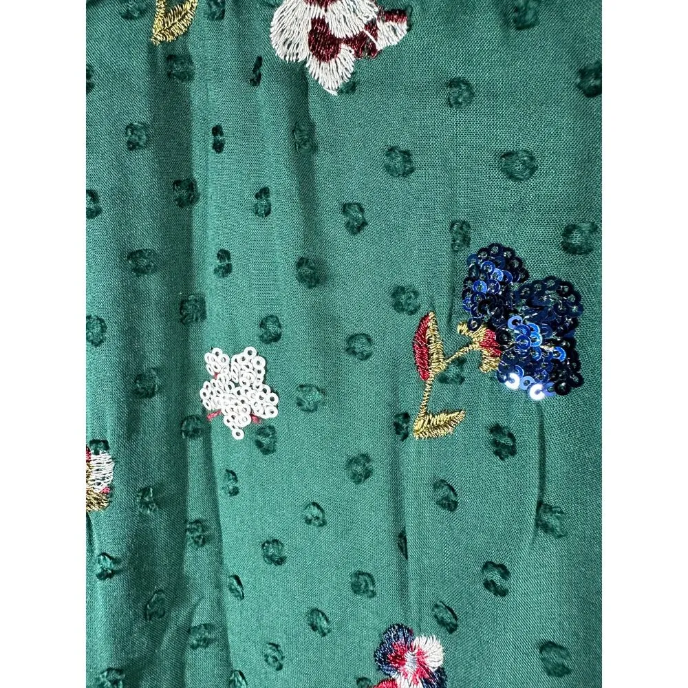 Tularosa Revolve Lindsay Mini Embroidered Floral Dress Emerald Size XS - Image 4