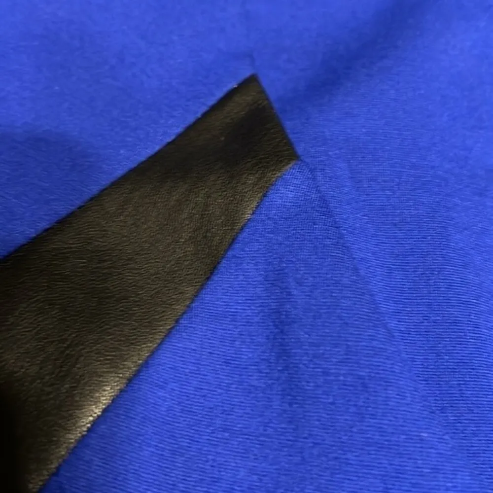 Black & Royal Blue Eva Longoria Power Pointe Faux Leather Midi Dress size SP - Image 6