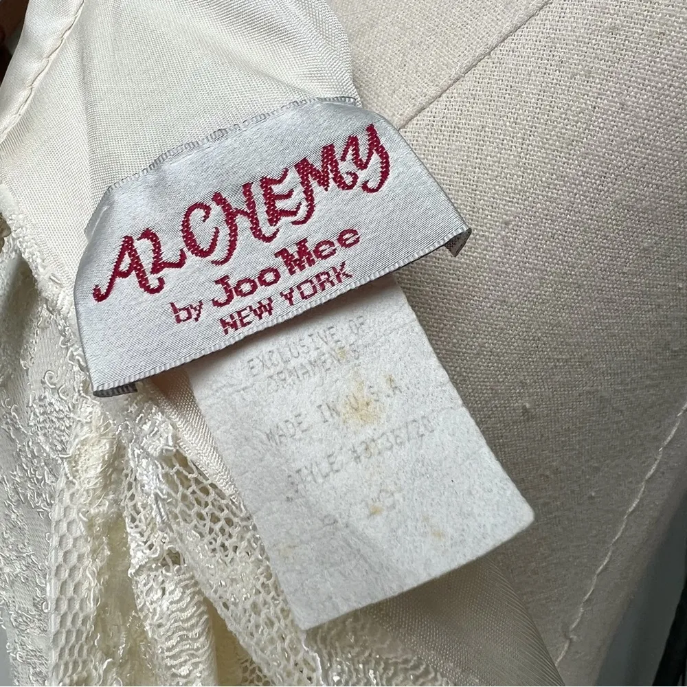 1980s Wide Leg Lace & Chiffon Ivory Jumpsuit White - Image 16