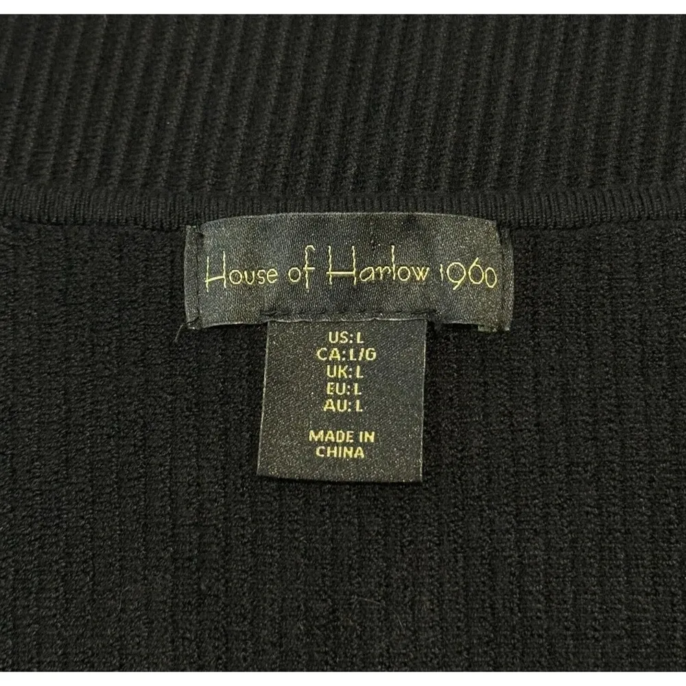 House Of Harlow 1960 Womens Dress Black Mini Tank Bodycon Fitted Ribbed Large - Image 3