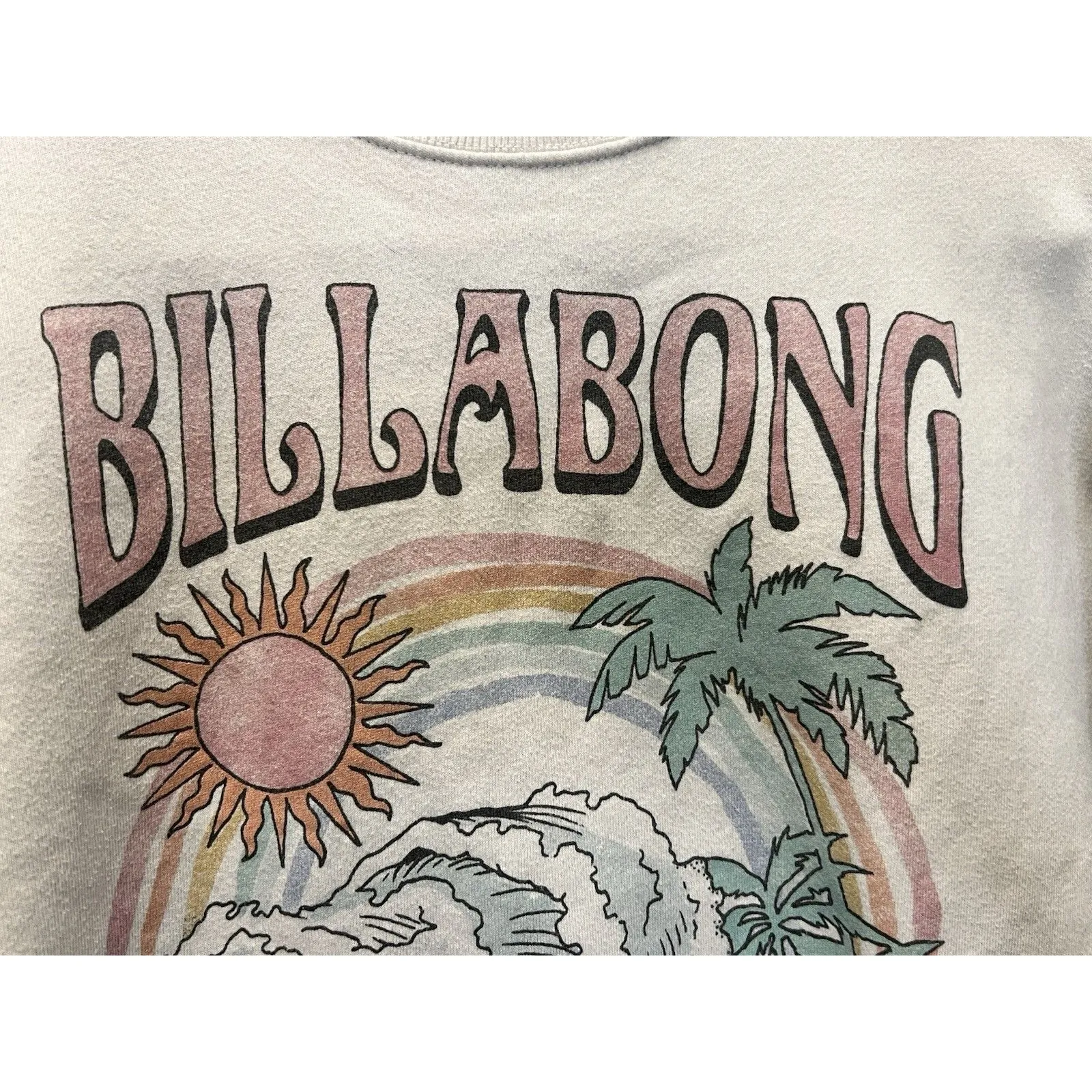 Billabong Vintage Womens 80-90s White Skeleton Surfer Crewneck Sweatshirt Sz XS - Image 3