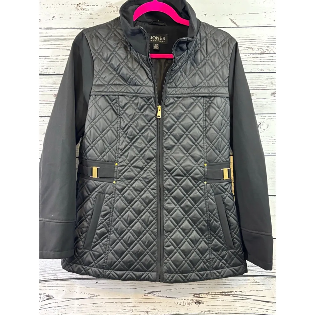 Women's Jones New York Quilted Jacket S Black with Gold Accents - Image 2