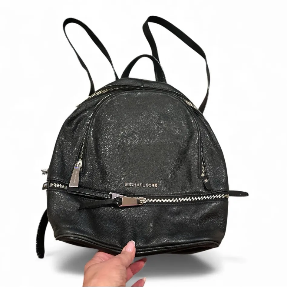 Michael Kors Rhea BLACK PEBBLE Leather Backpack - Image 2