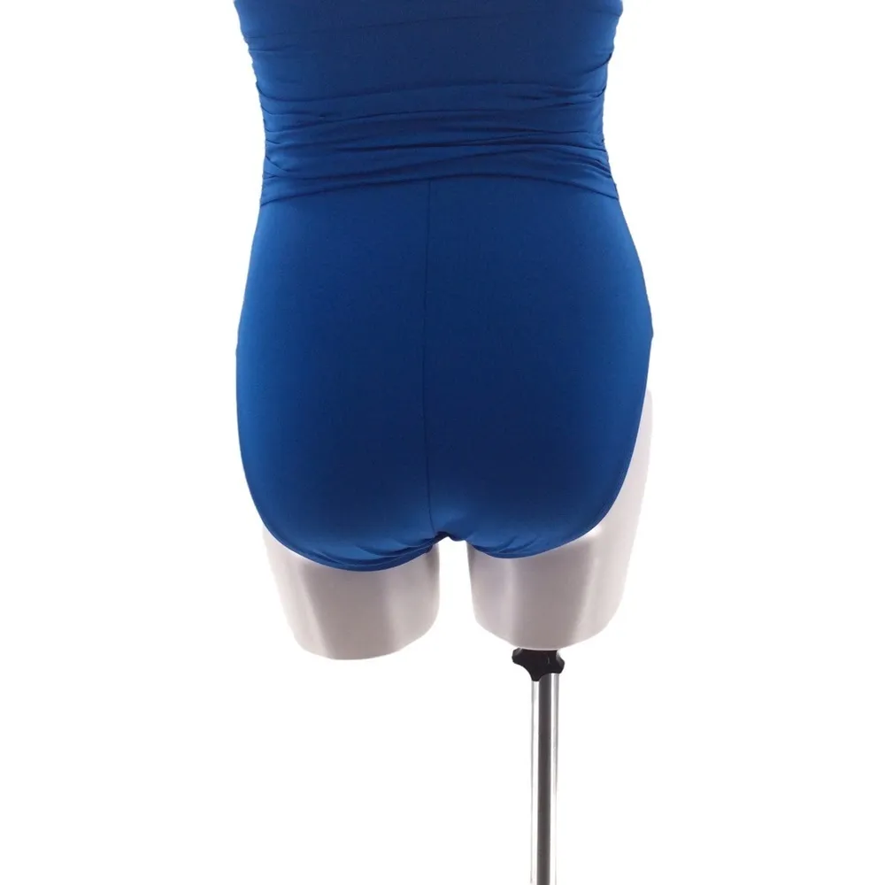 #023 Blue Rod Beattie Urban Goddess High Neck Keyhole One Piece Swimsuit - Image 10