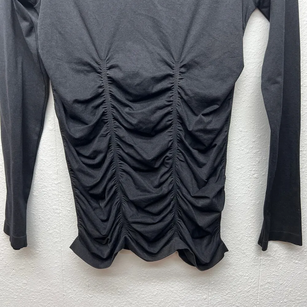 Belldini Womens Top XL Ruched Stretch Activewear Fitness Athleisure Gorpcore Black - Image 5
