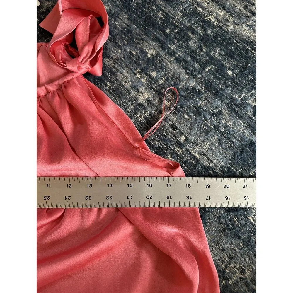 MNG By Mango Dress Women's Coral Halter Sleeveless Satin Lined Size 4 NEW - Image 7